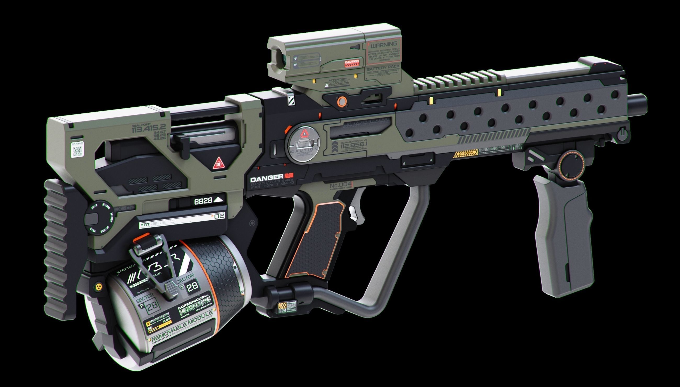 Sci-Fi Rifles Set Kitbash  3D model_6