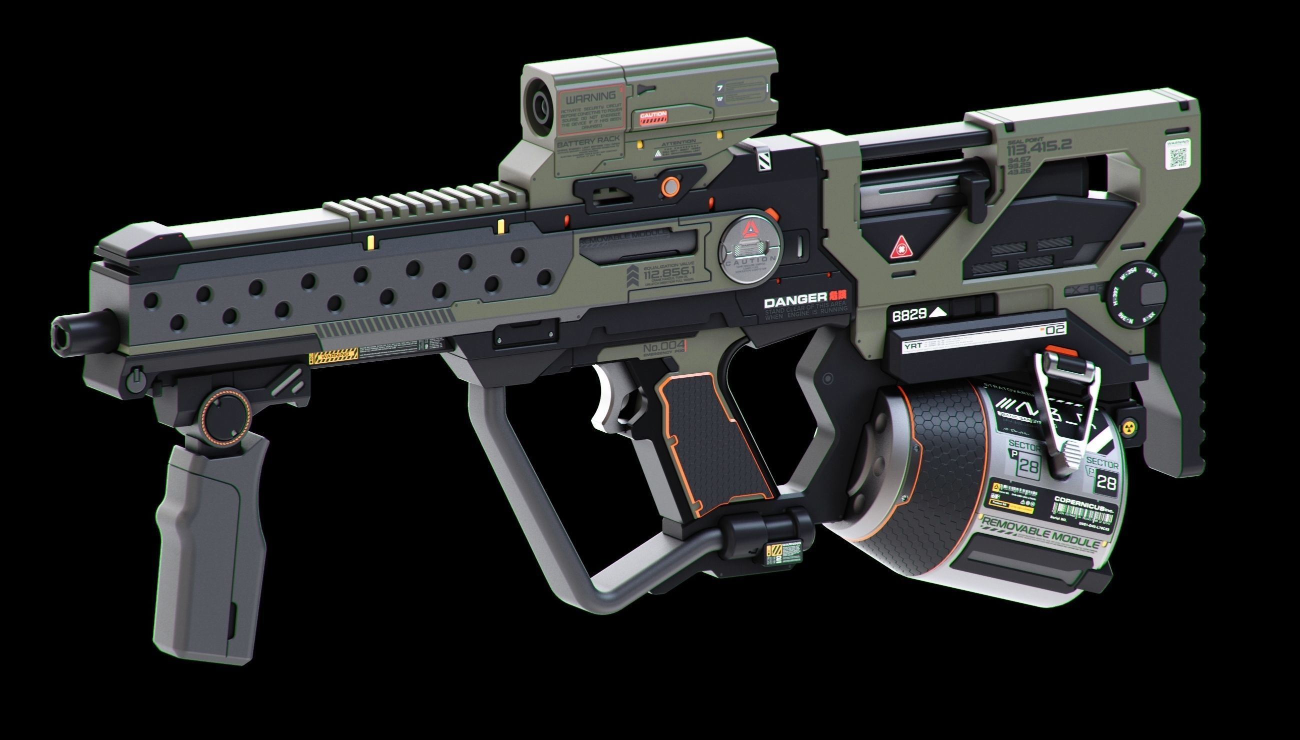 Sci-Fi Rifles Set Kitbash  3D model_7