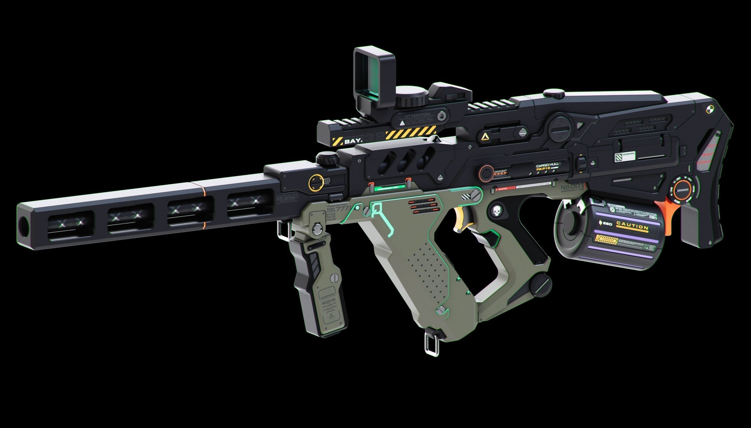 Sci-Fi Rifles Set Kitbash  3D model_11