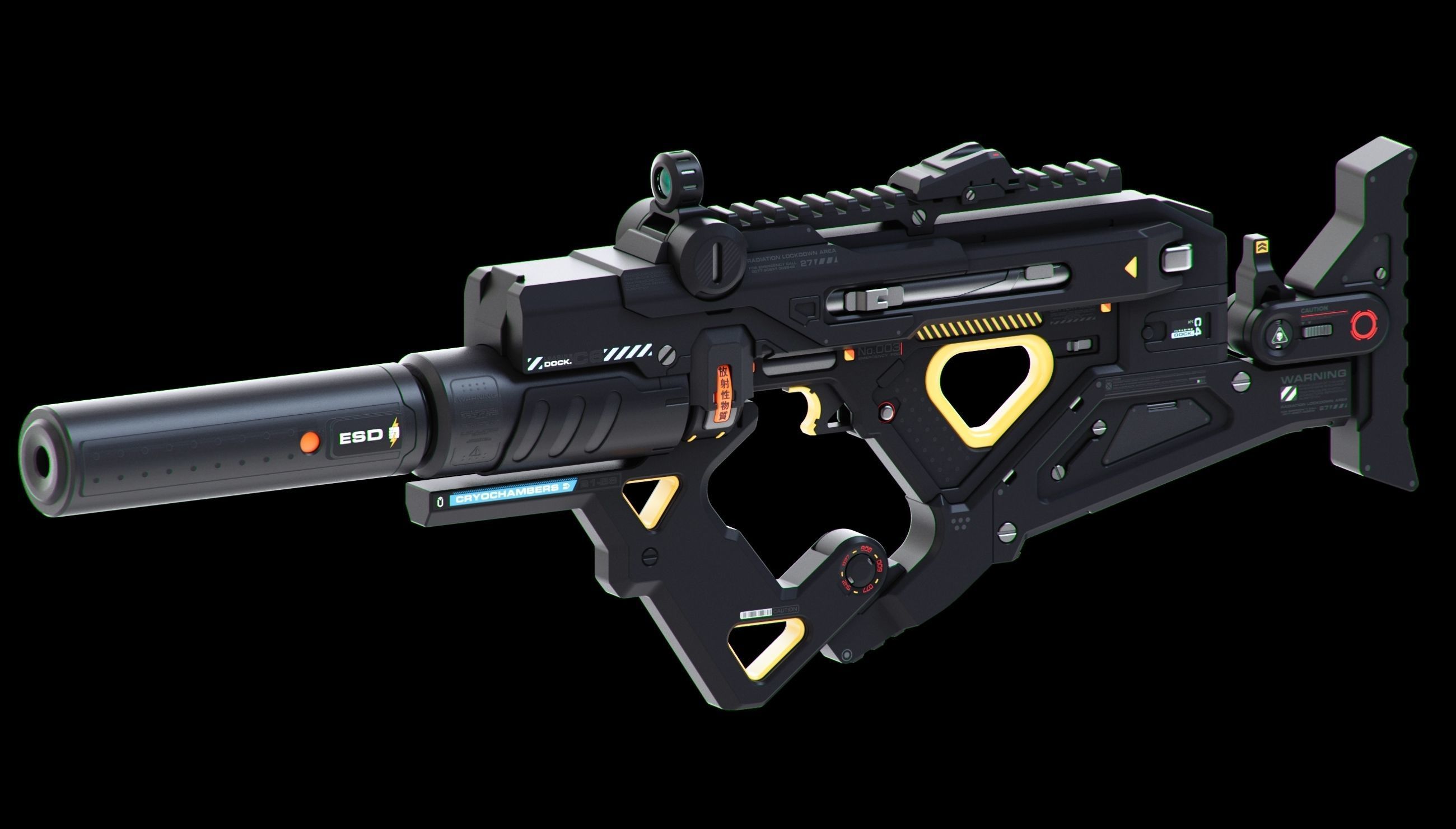 Sci-Fi Rifles Set Kitbash  3D model_13