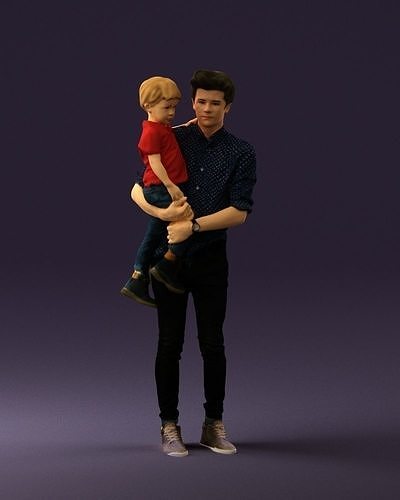 Man with kid in the arms 0626 3D Print Ready 3D print model