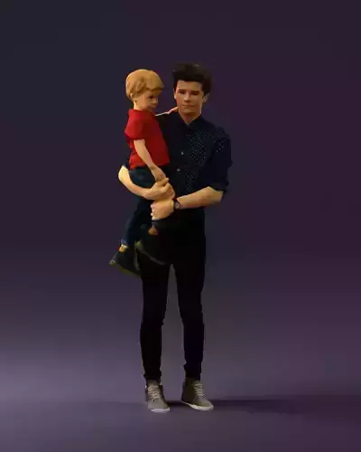 Man with kid in the arms 0626 3D Print Ready 3D print model