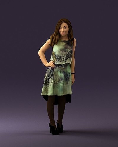 Woman in stone black dress 0632 3D Print Ready 3D print model