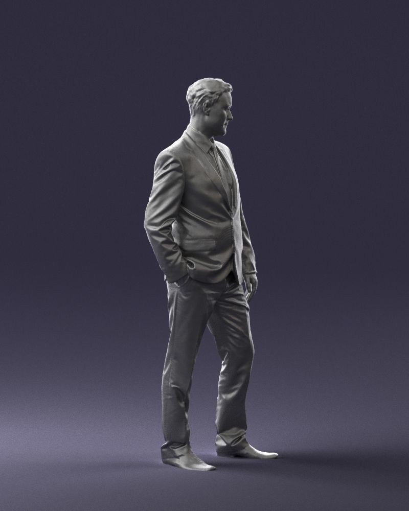 Young man suit with brown tie 0635 3D model_31