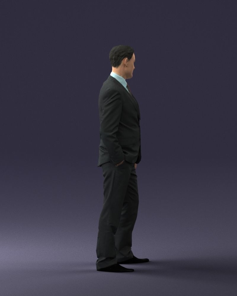 Young man suit with brown tie 0635 3D model_27