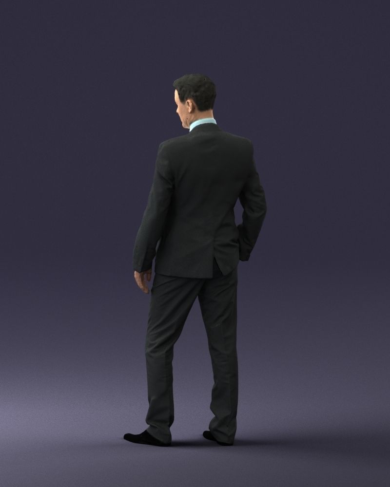 Young man suit with brown tie 0635 3D model_15