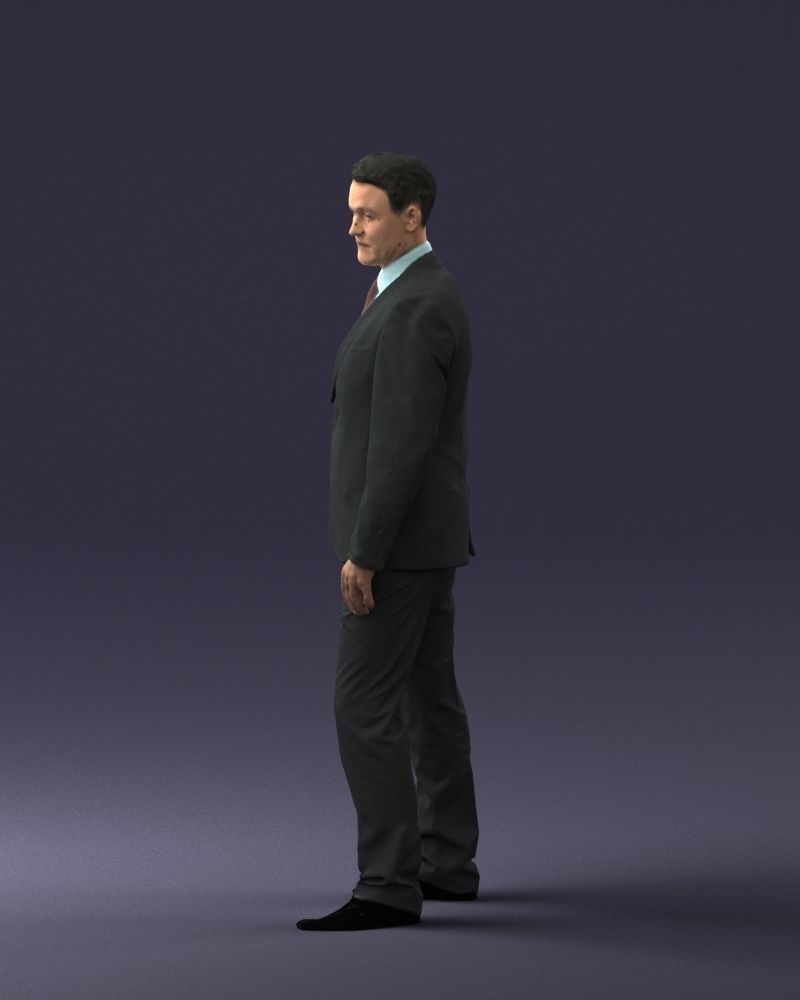 Young man suit with brown tie 0635 3D model_9