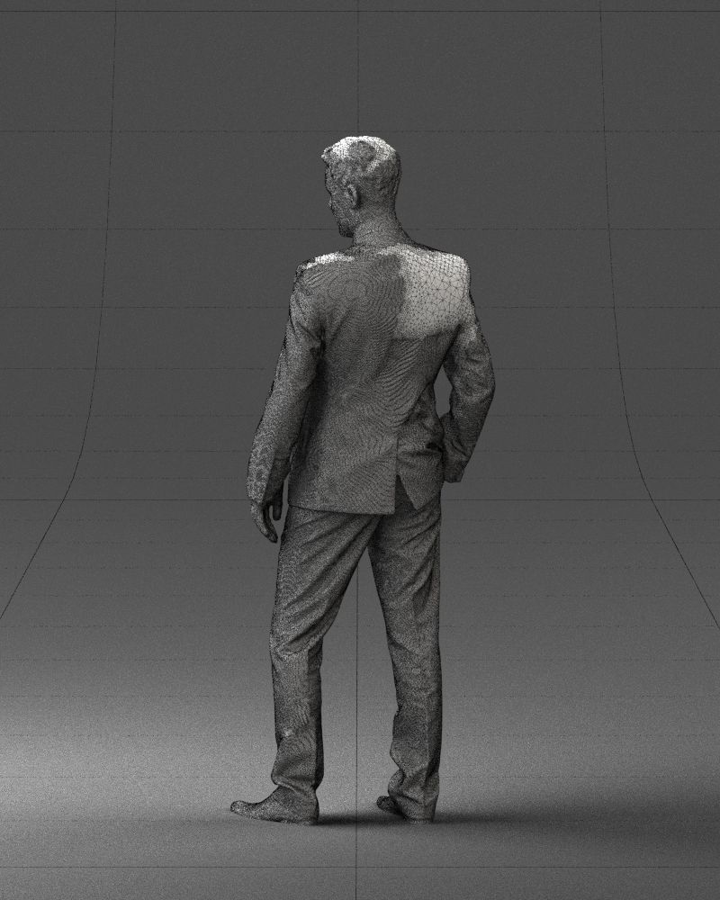Young man suit with brown tie 0635 3D model_17