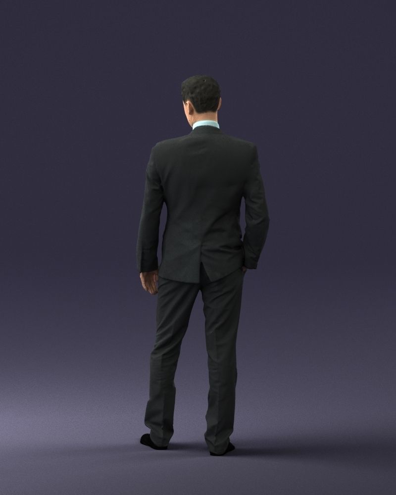 Young man suit with brown tie 0635 3D model_18