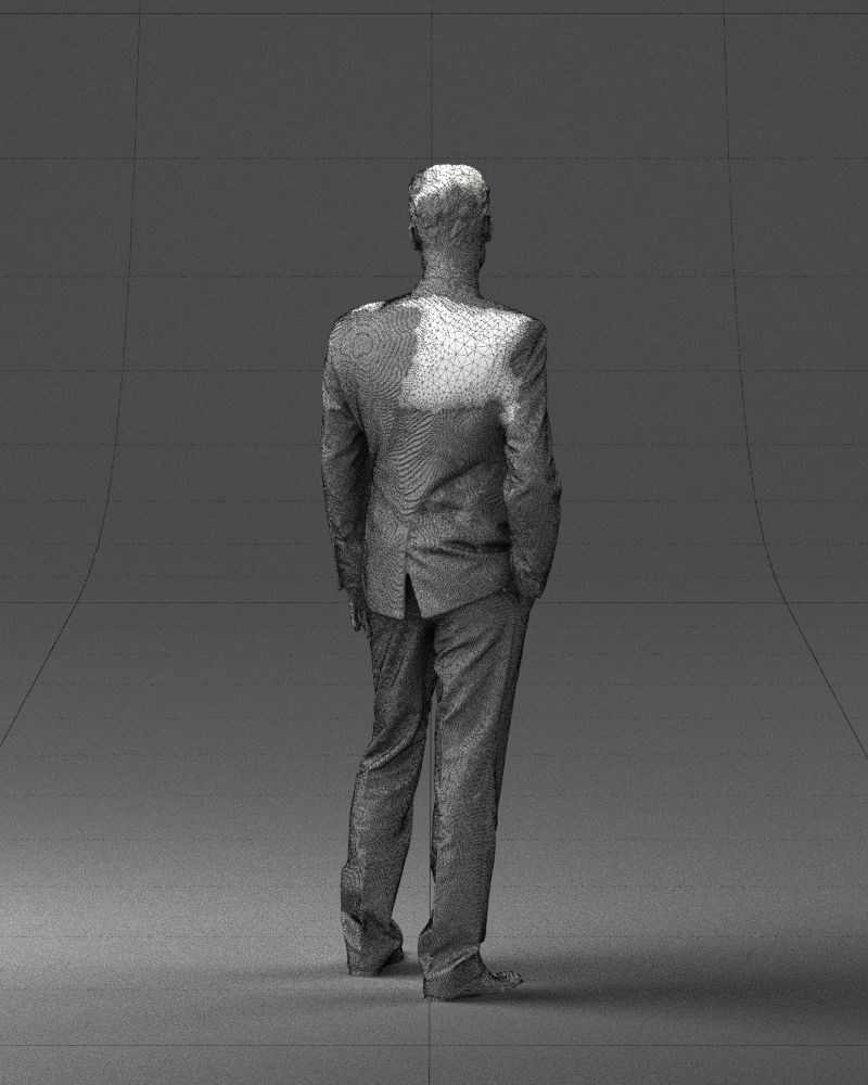 Young man suit with brown tie 0635 3D model_23