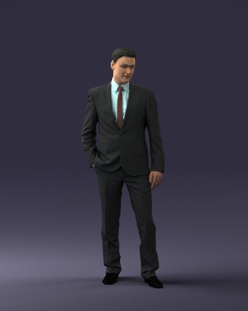 Young man suit with brown tie 0635 3D model_36