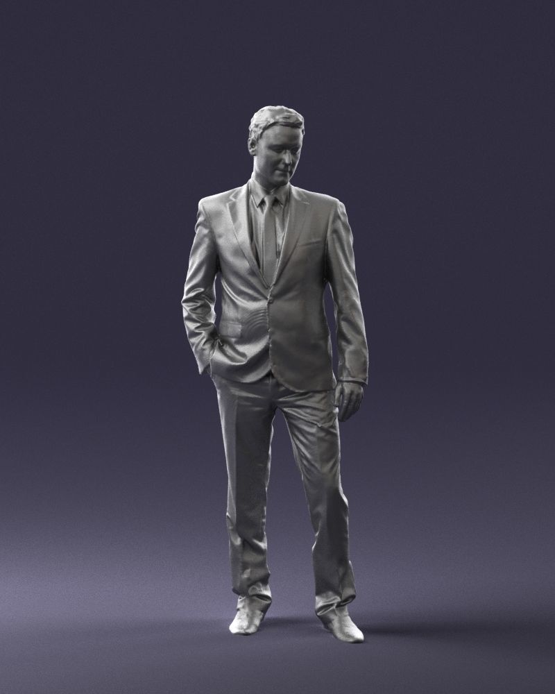 Young man suit with brown tie 0635 3D model_1