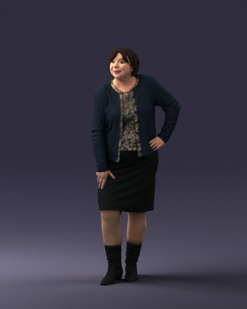 Lady sweater and skirt 0643 3D model_3