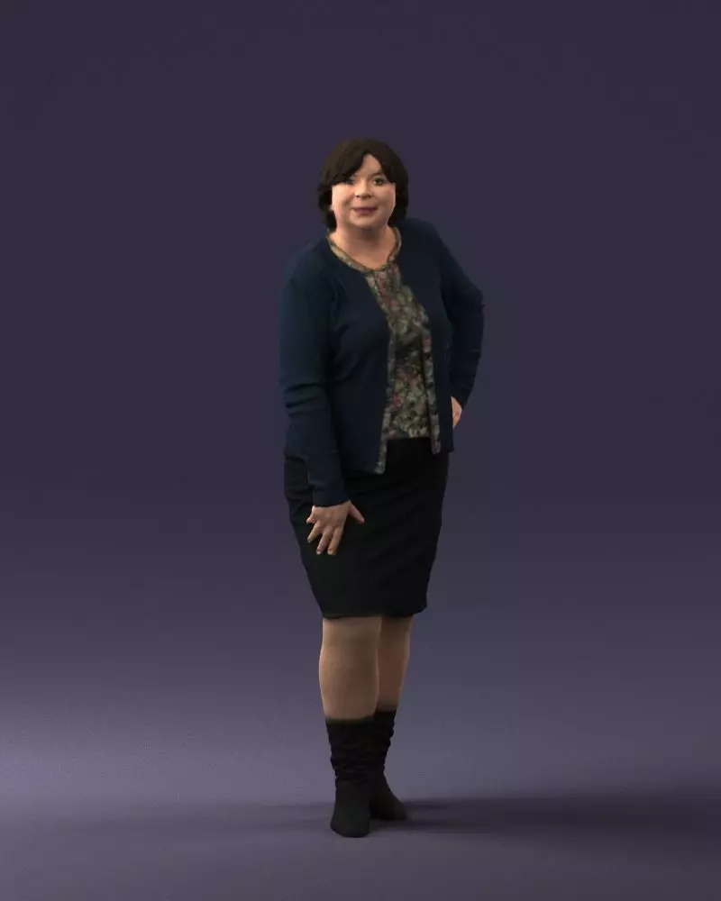 Lady sweater and skirt 0643 3D model_0