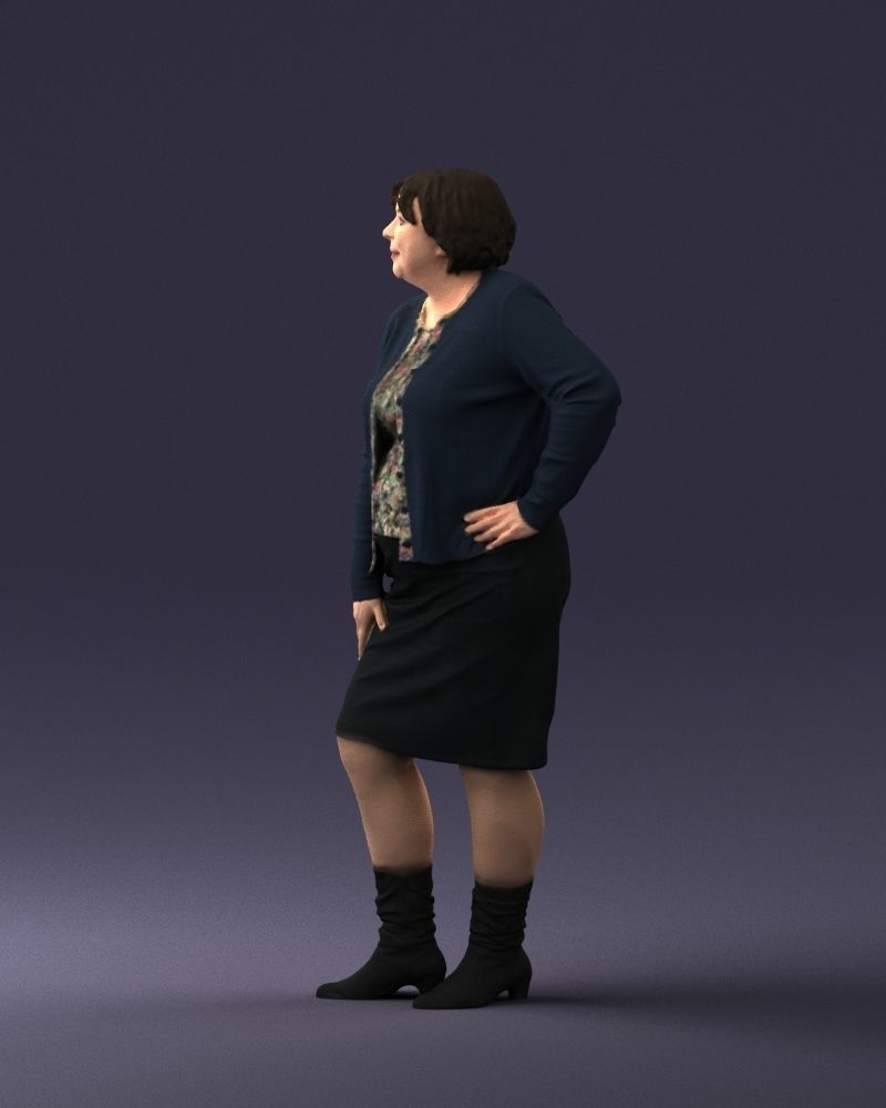 Lady sweater and skirt 0643 3D model_9