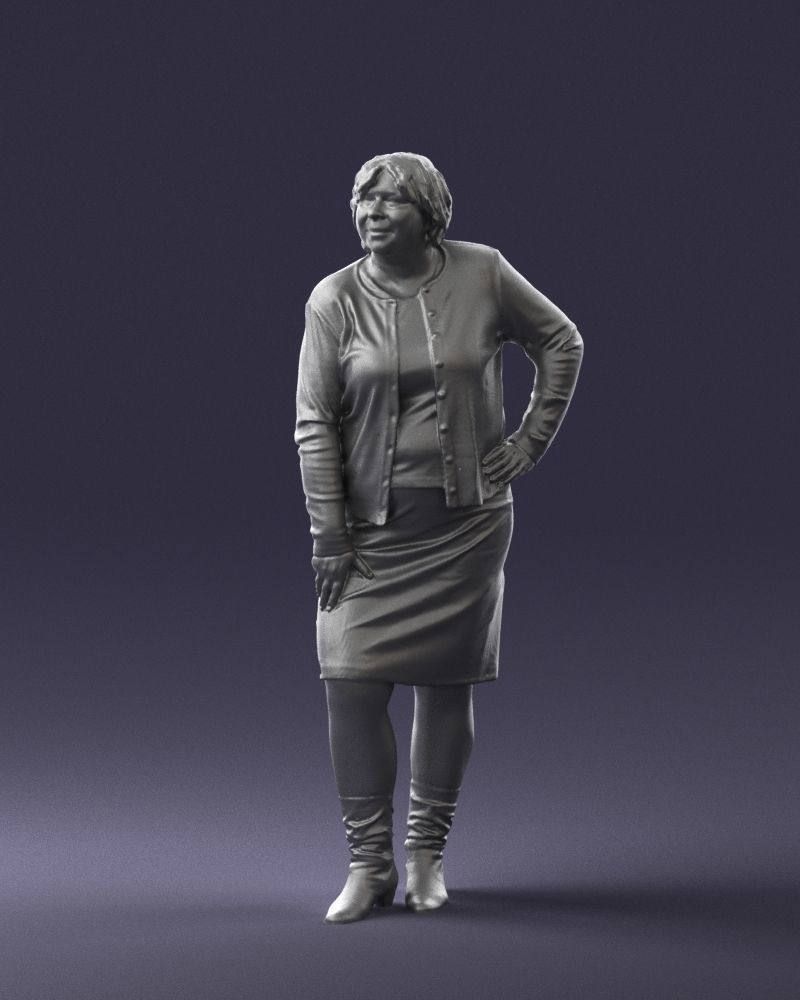 Lady sweater and skirt 0643 3D model_4