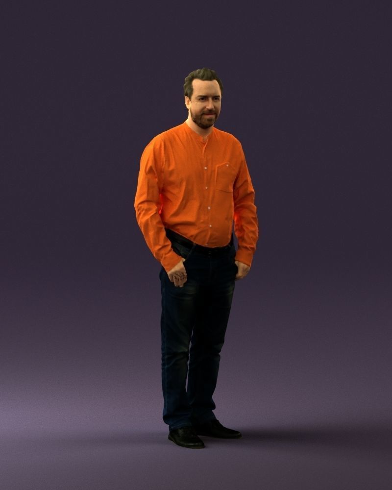 Man in orange tshirts 0648 3D Print Ready 3D print model_3