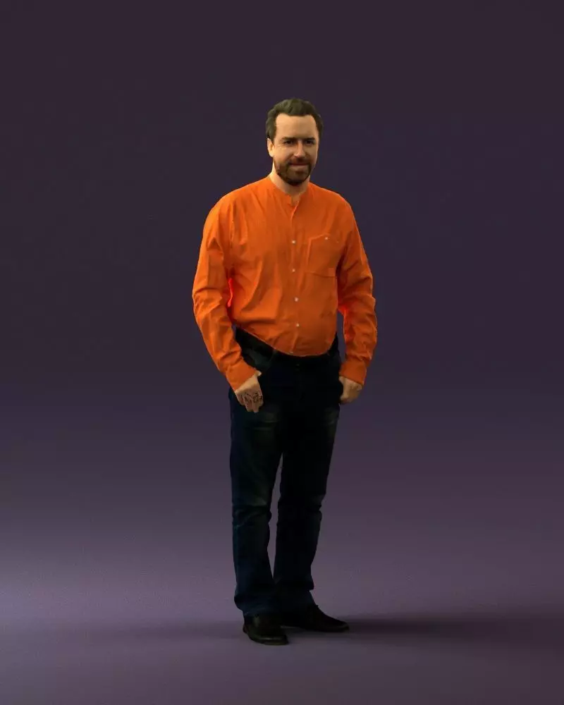 Man in orange tshirts 0648 3D Print Ready 3D print model_0