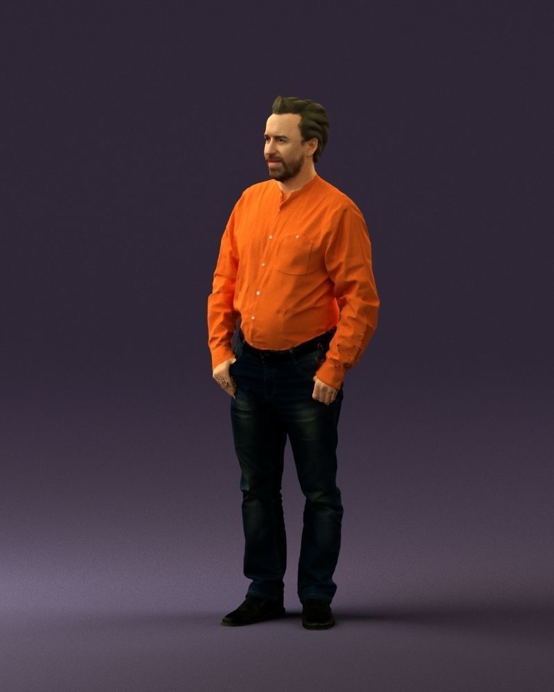 Man in orange tshirts 0648 3D Print Ready 3D print model_27