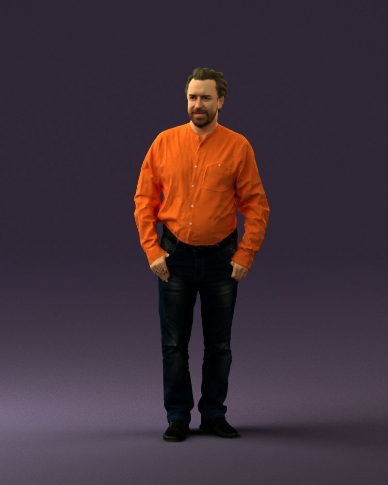 Man in orange tshirts 0648 3D Print Ready 3D print model_30