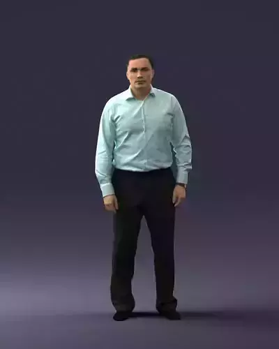 Man in turquoise shirt 0640 3D Print Ready