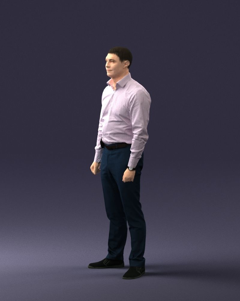 Young man in lilac shirt 0642 3D model_6