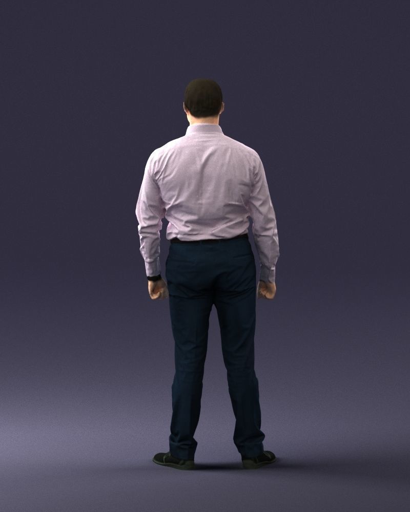 Young man in lilac shirt 0642 3D model_18