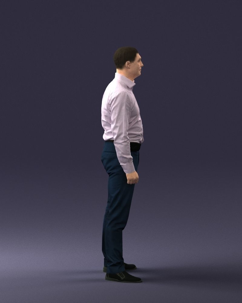 Young man in lilac shirt 0642 3D model_27