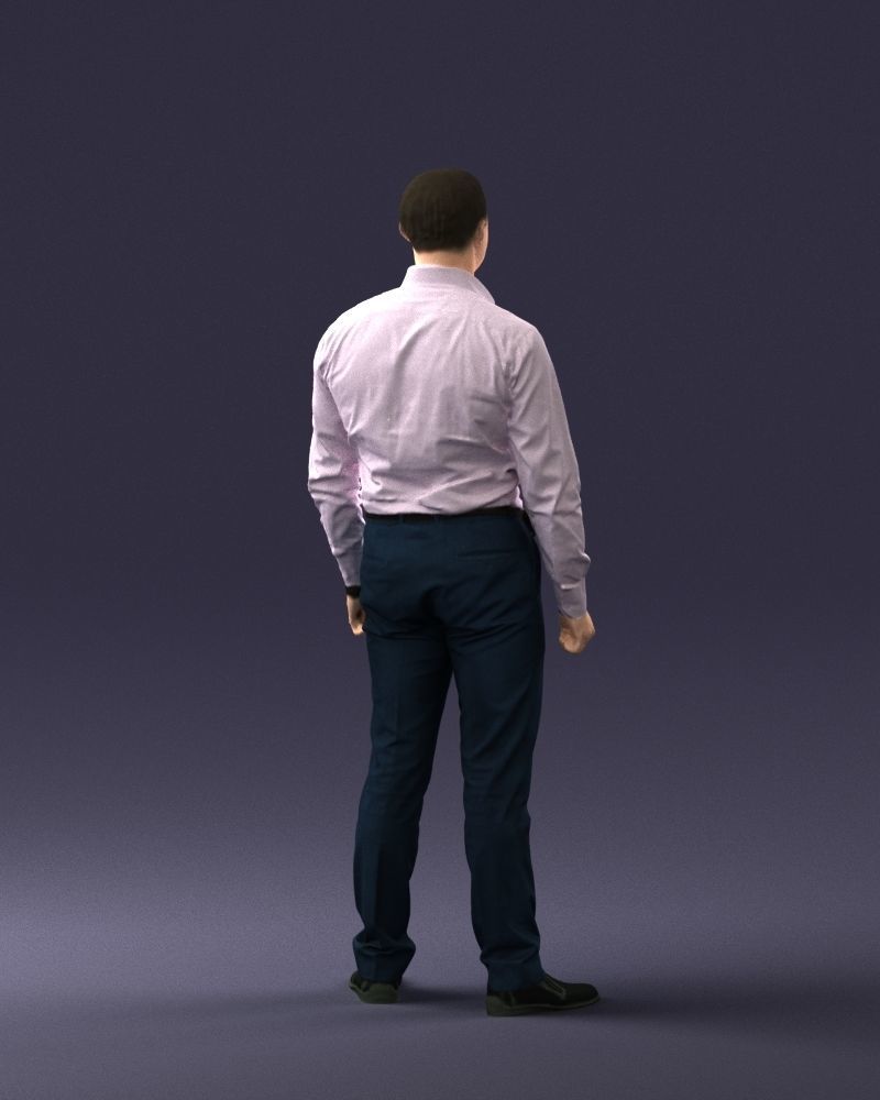 Young man in lilac shirt 0642 3D model_21