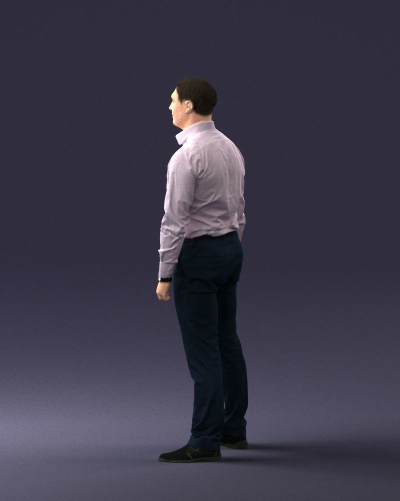 Young man in lilac shirt 0642 3D model_12