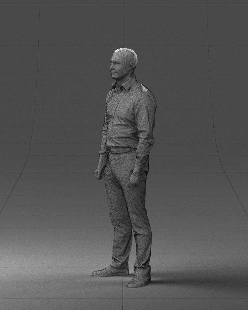 Young man in lilac shirt 0642 3D model_8