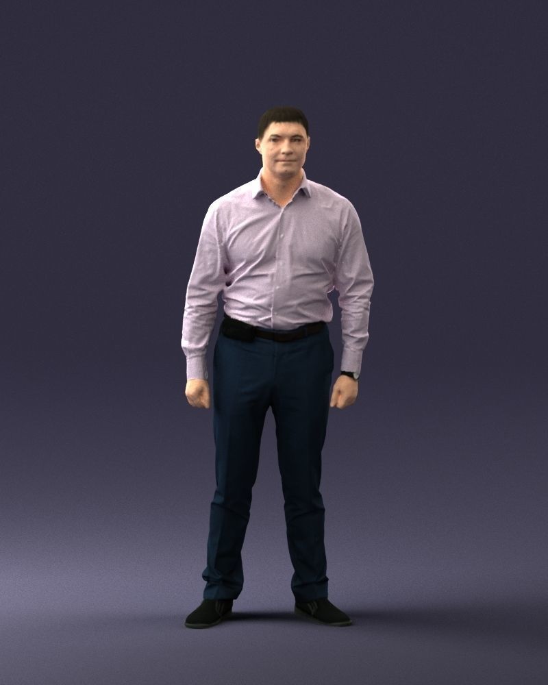 Young man in lilac shirt 0642 3D model_36