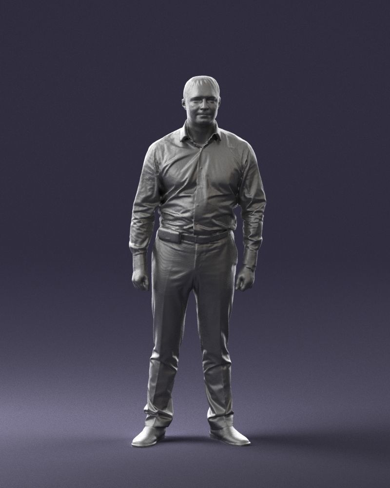 Young man in lilac shirt 0642 3D model_37