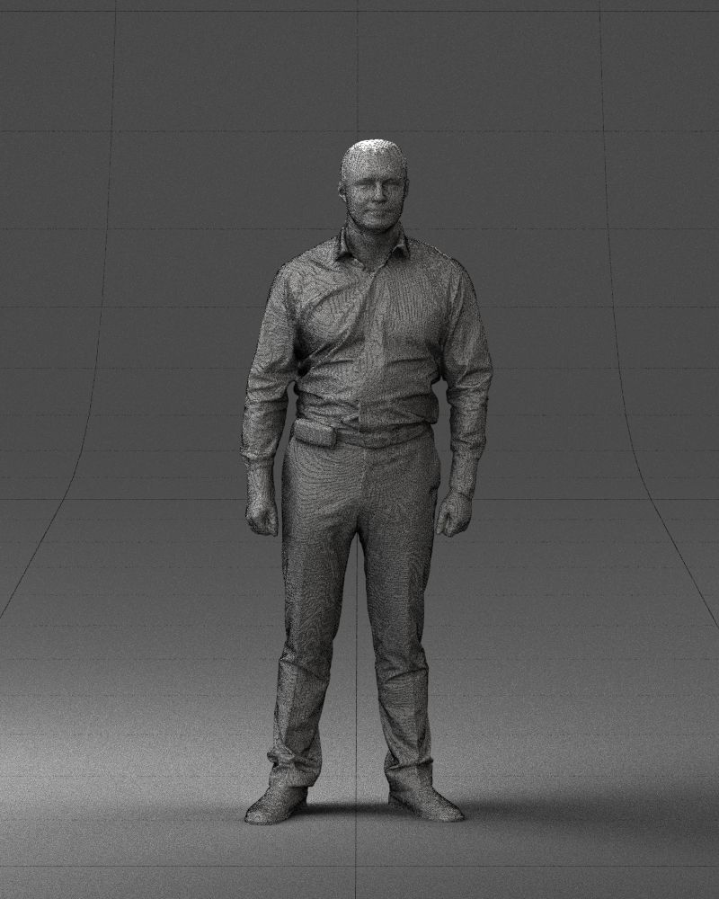 Young man in lilac shirt 0642 3D model_2