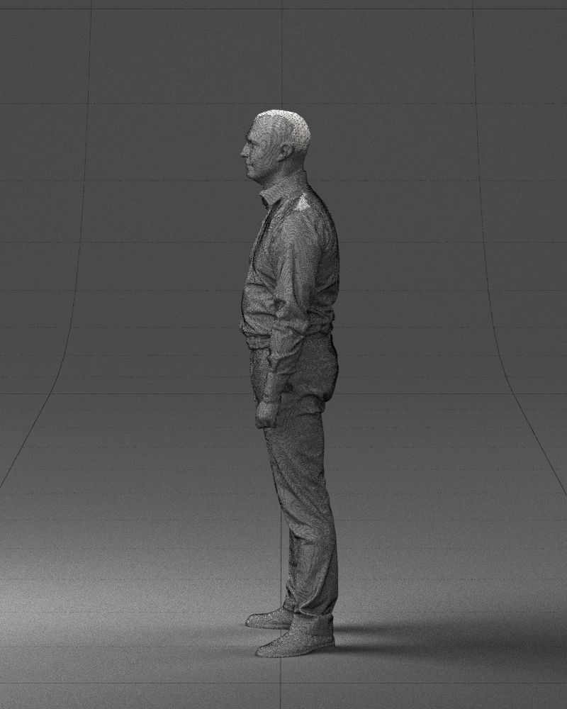 Young man in lilac shirt 0642 3D model_11