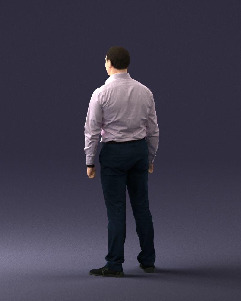 Young man in lilac shirt 0642 3D model_15