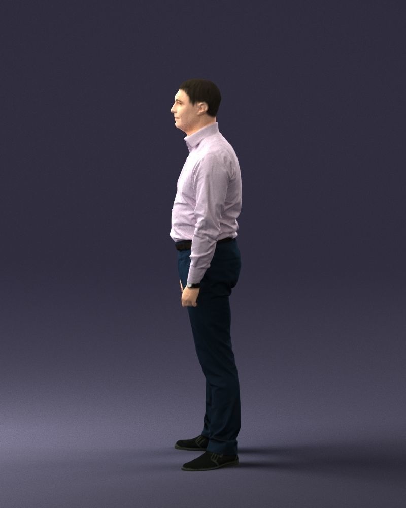 Young man in lilac shirt 0642 3D model_9