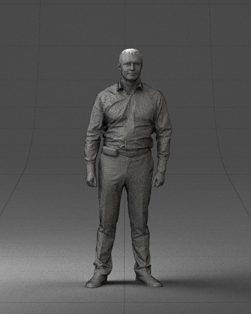 Young man in lilac shirt 0642 3D model_38