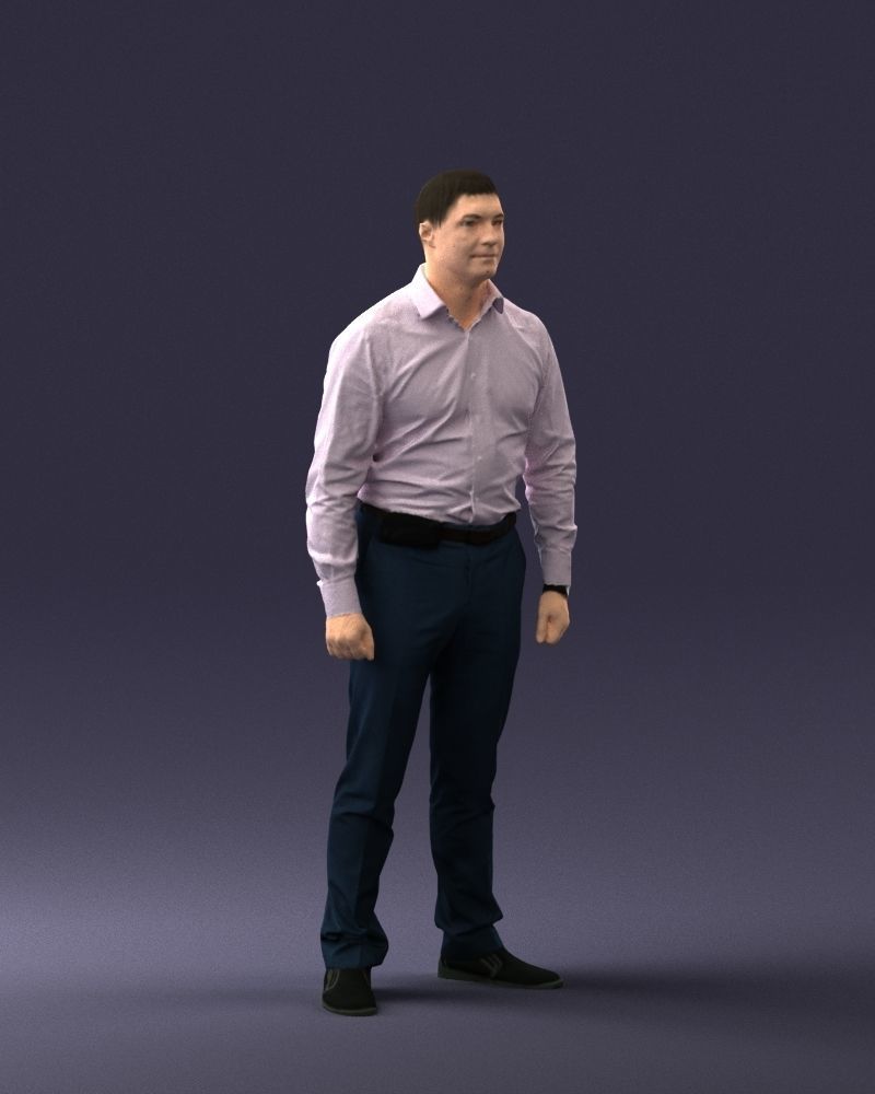 Young man in lilac shirt 0642 3D model_33