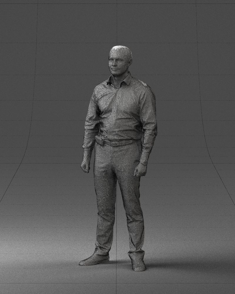 Young man in lilac shirt 0642 3D model_5