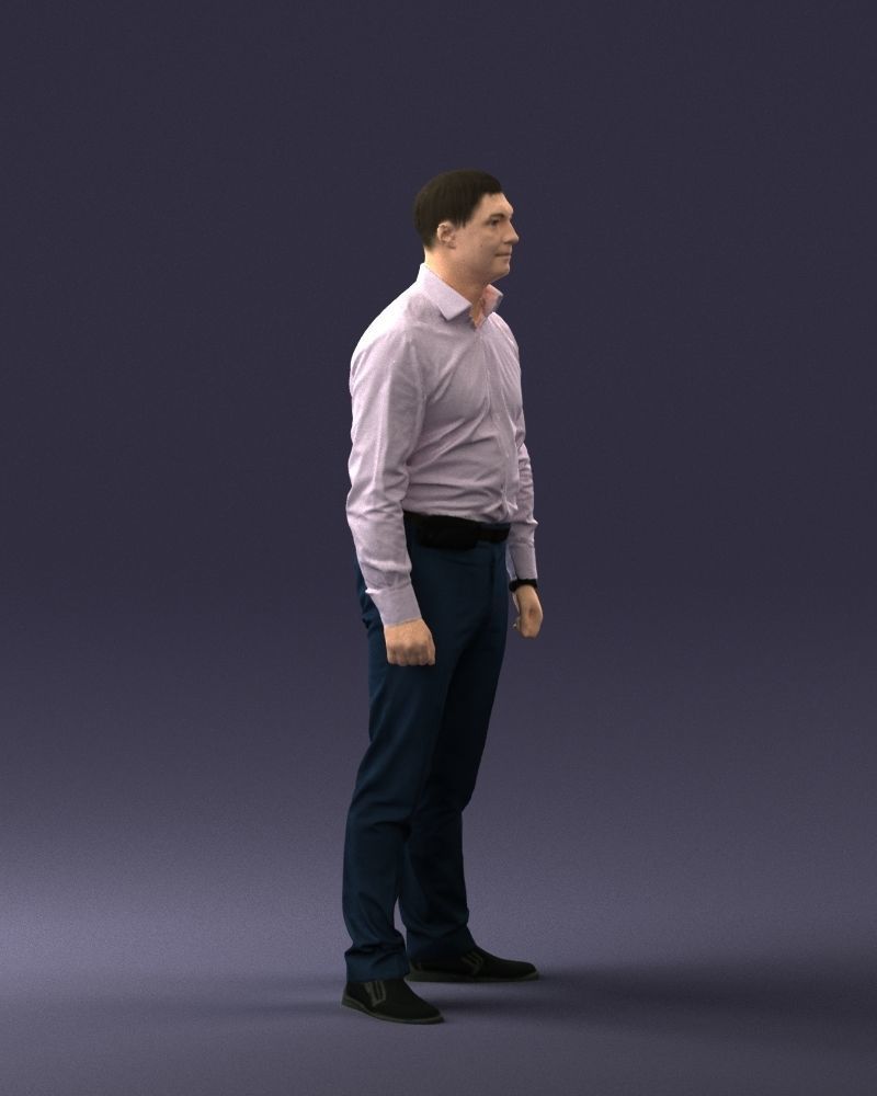 Young man in lilac shirt 0642 3D model_30