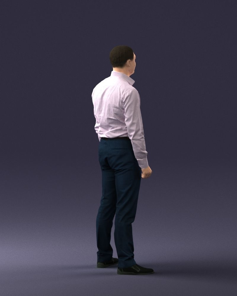 Young man in lilac shirt 0642 3D model_24