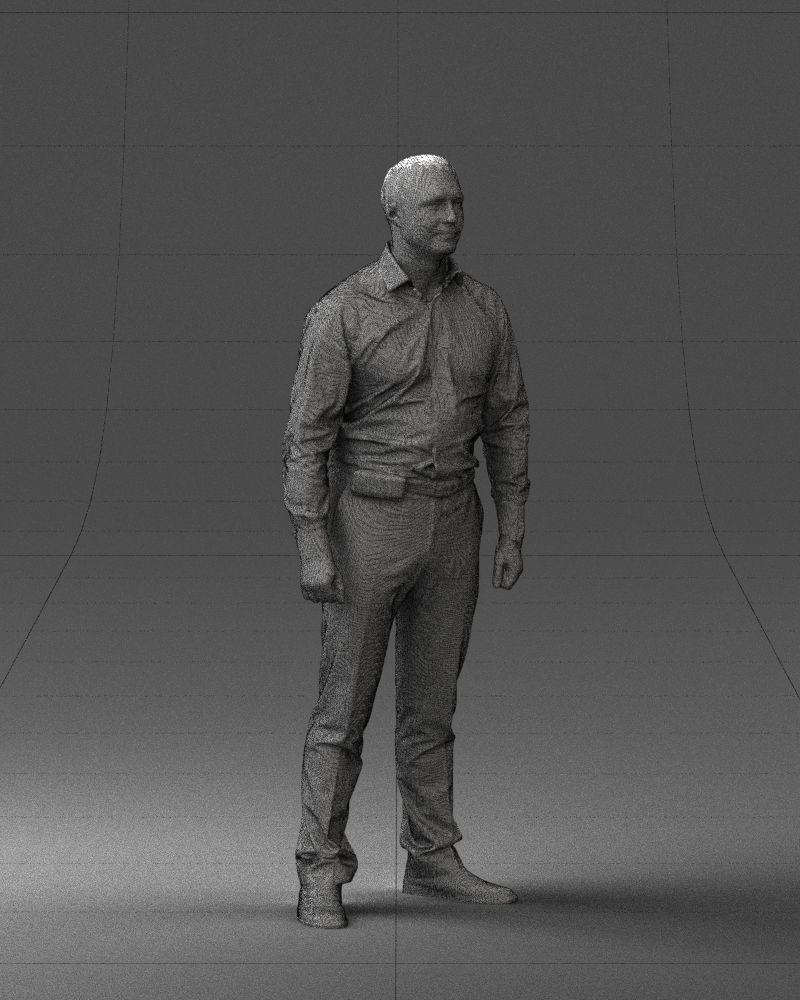 Young man in lilac shirt 0642 3D model_35