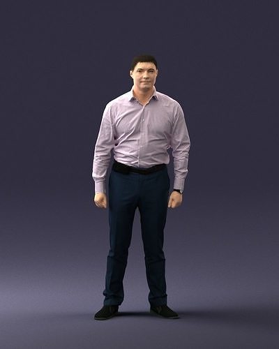Young man in lilac shirt 0642 3D Print Ready 3D print model