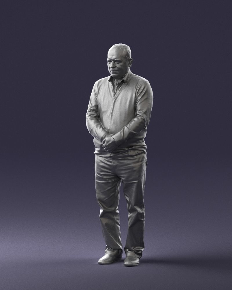 Grandfather in brown sweater 0663 3D Print Ready 3D print model_4
