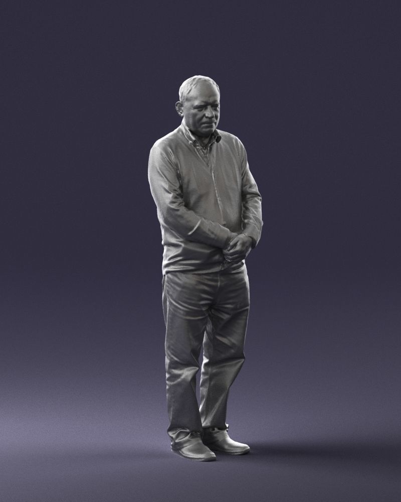 Grandfather in brown sweater 0663 3D Print Ready 3D print model_34