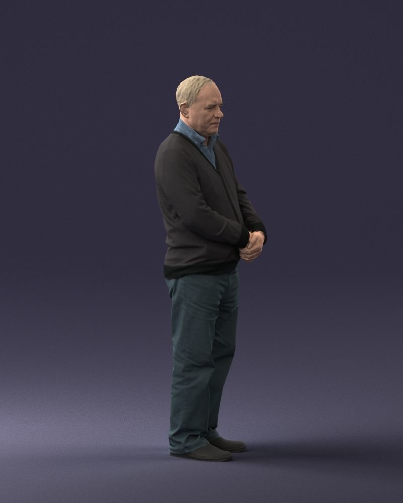 Grandfather in brown sweater 0663 3D Print Ready 3D print model_30