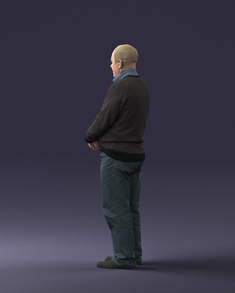 Grandfather in brown sweater 0663 3D Print Ready 3D print model_12