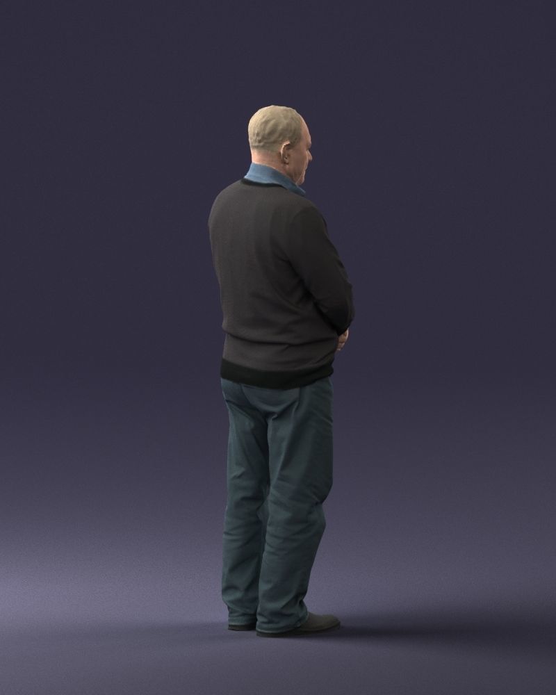 Grandfather in brown sweater 0663 3D Print Ready 3D print model_24