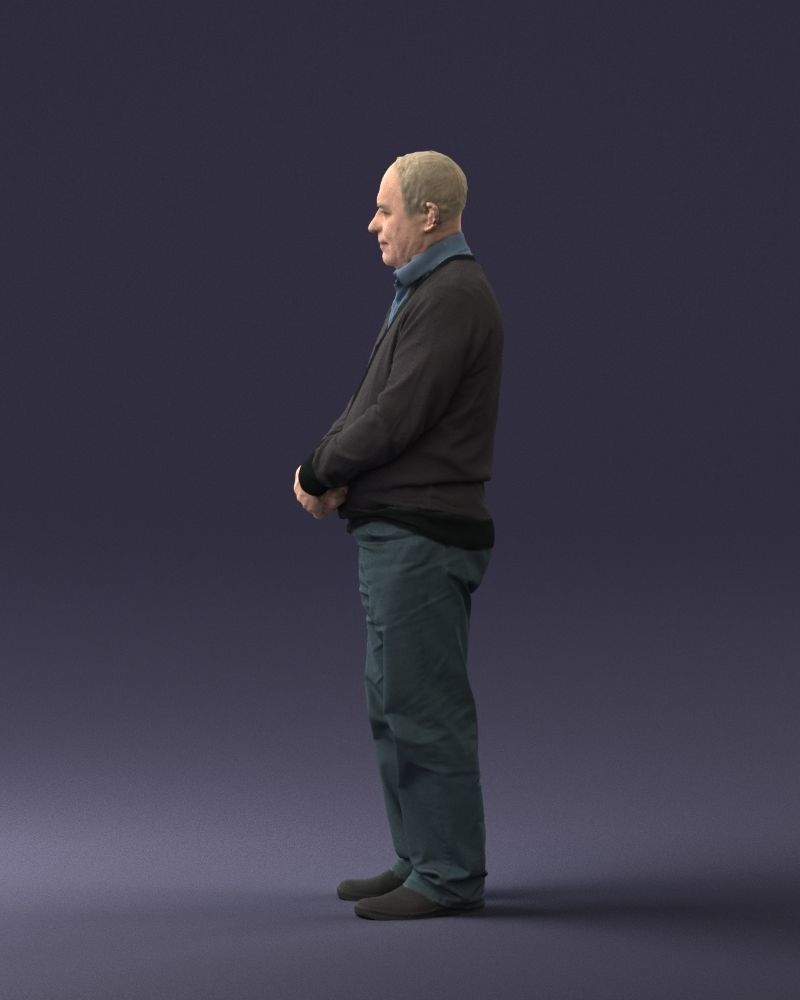 Grandfather in brown sweater 0663 3D Print Ready 3D print model_9
